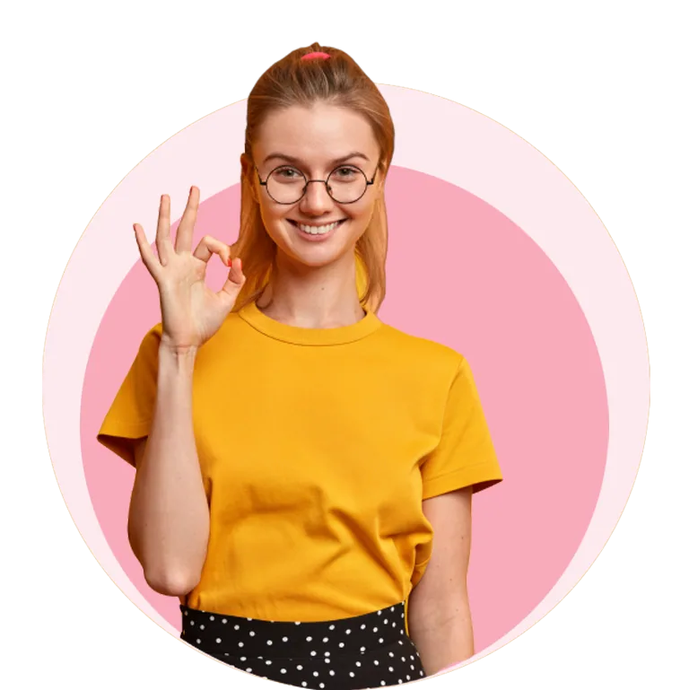 Smiling woman giving the OK sign